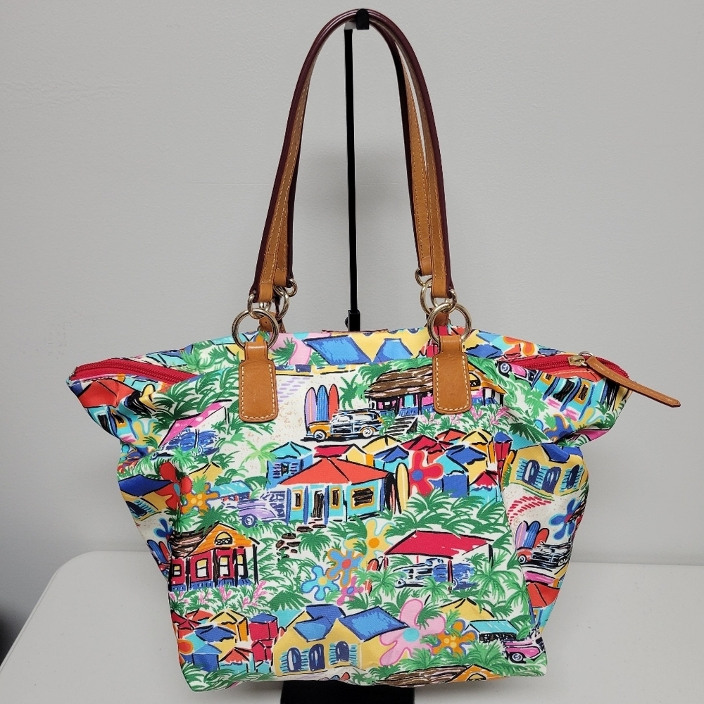 Dooney & Bourke (Rare) Sandbar Tropical Print Satchel Carry On Purse. - Picture 3 of 14